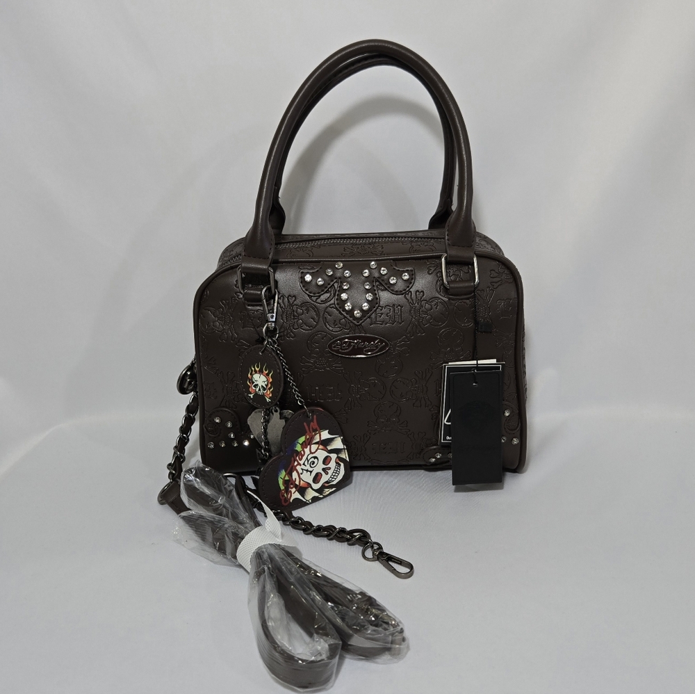 Ed Hardy Chocolate Satchel Purse